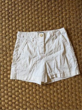 Theory High-Waist White Cotton Shorts